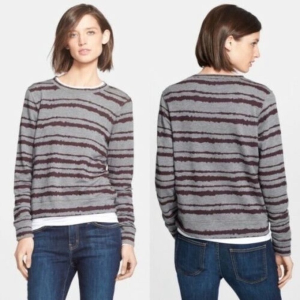 A.L.C. Gray Purple Crewneck Stripe Sweater